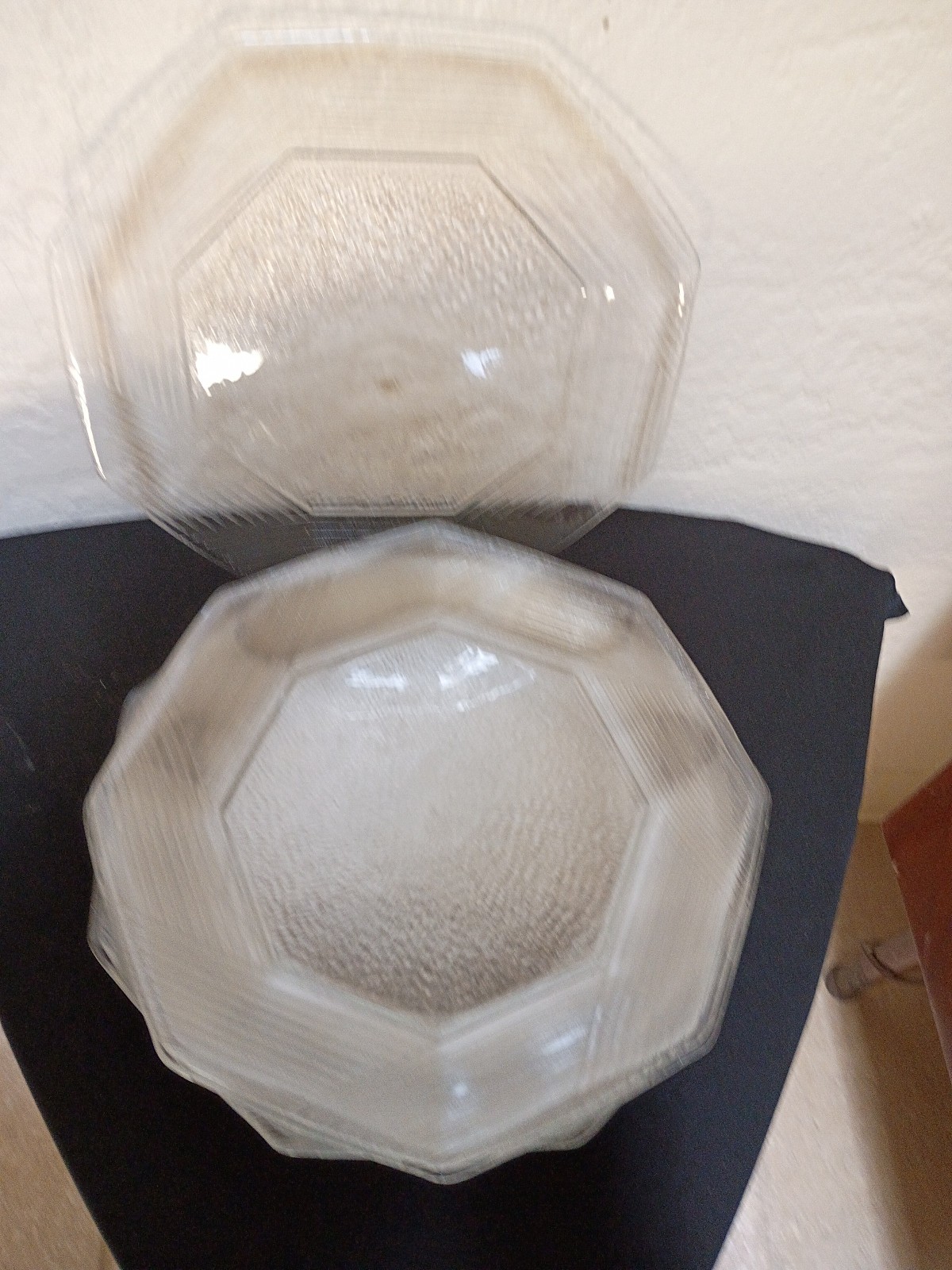 Arcoroc Octime Octagon Clear Glass Set of 8 Dinner Plates France