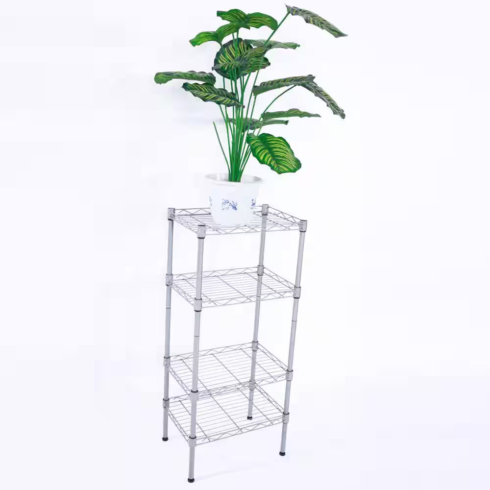 Silver 4-Tier Heavy Duty Steel Freestanding Garage Storage Shelving Unit (9.84 I