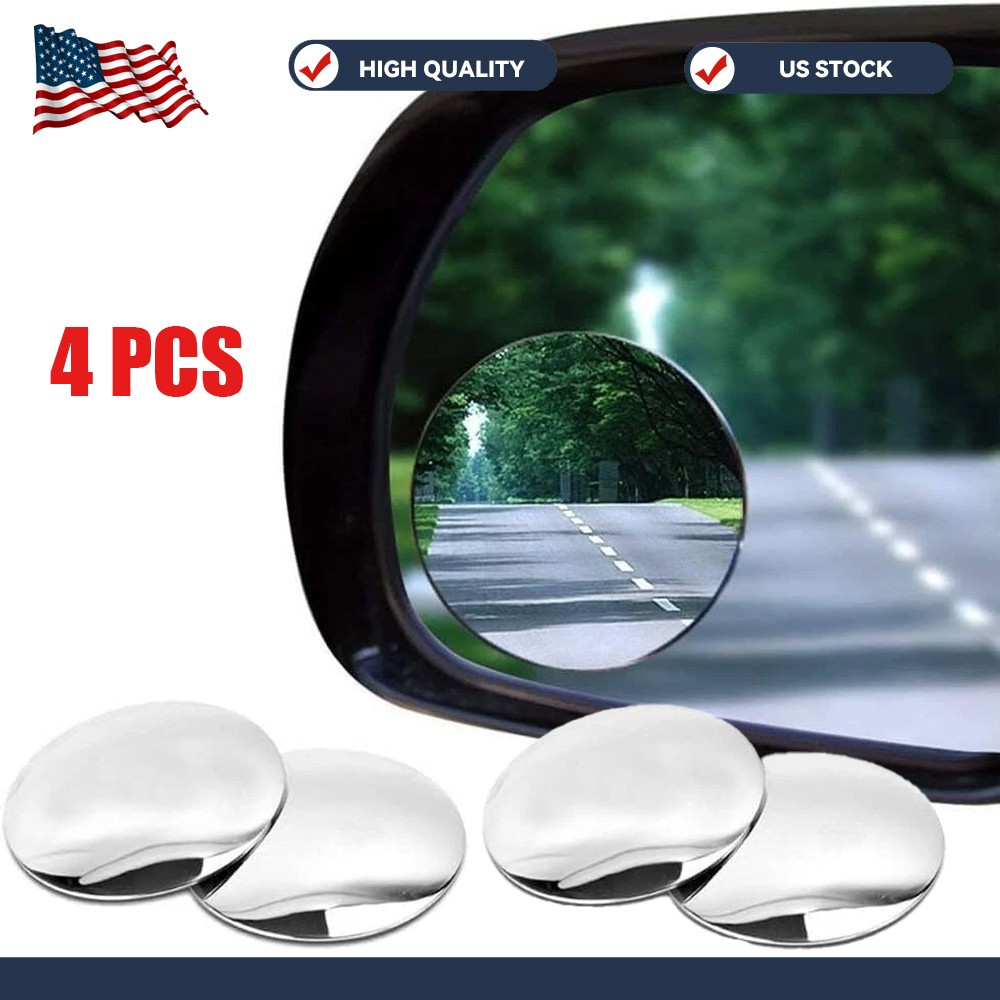 4Pcs Round Car Blind Spot Mirror HD Glass Wide Angle Stick-on Rear View Mirror