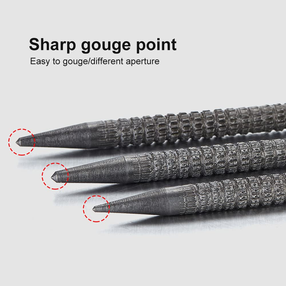 4 Piece Nail Setter & Center Punch Set 4″ Wood Metal Super Impact Resistance USA