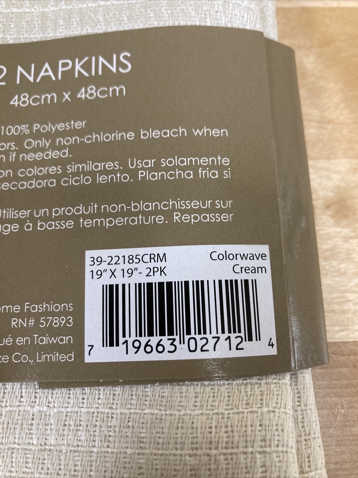 New Noritake Colorwave Collection Set Of 2 Napkins 19 In X 19 In Cream
