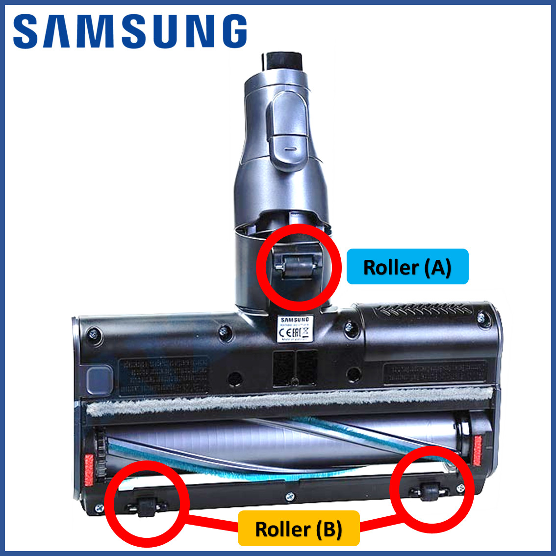 NEW GENUINE SAMSUNG Jet Roller Wheel With Shaft For Turbo Action Brush VCA-TAB90