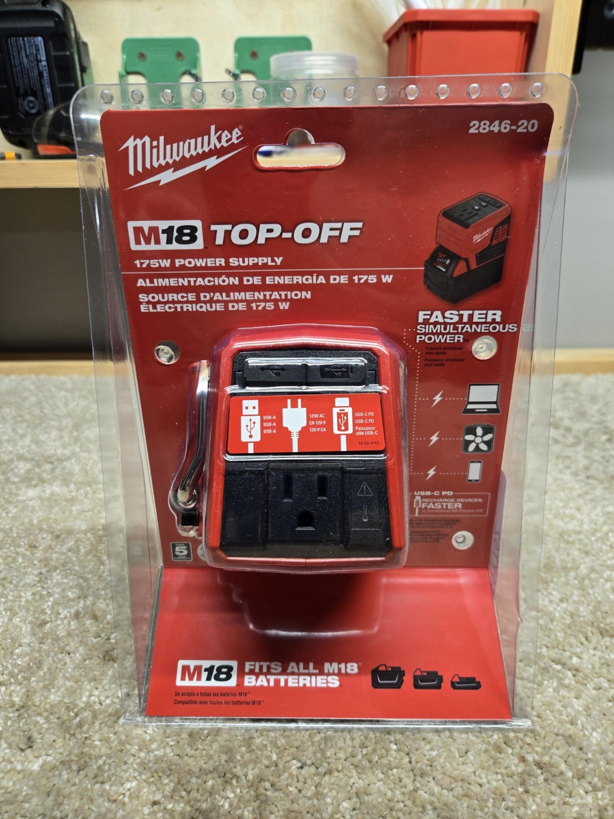 NEW Milwaukee 2846-20 M18 18V 175W TOP-OFF Li-Ion Compact Inverter Power Supply