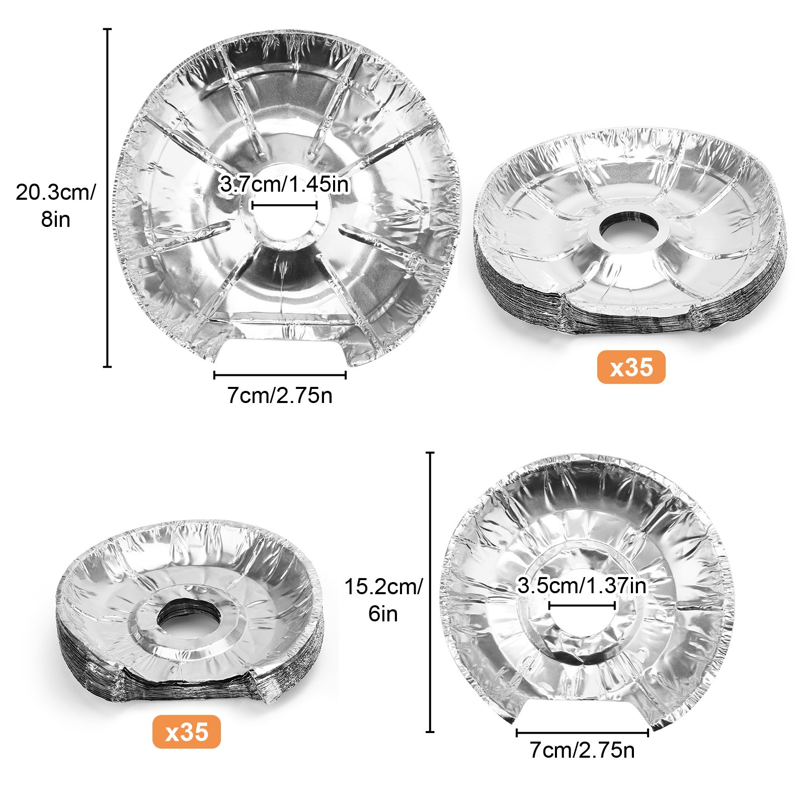 70pcs Electric Stove Burner Covers Aluminum Foil Drip Pan Liners 6″ 8″ Stove Top