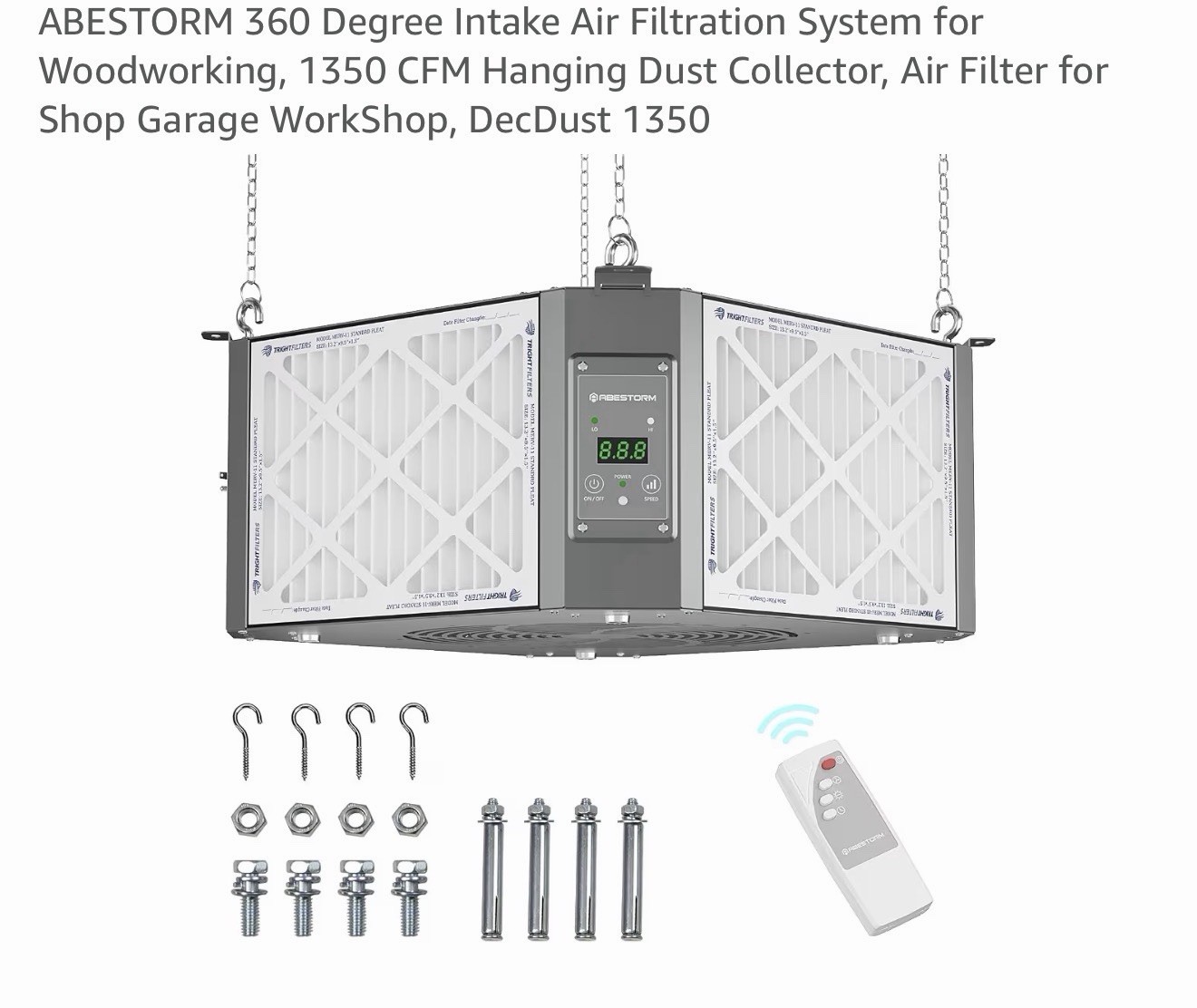 Abestorm DecDust 1350 HEPA-Type Air Filtration, Alexa/Bluetooth, 115V Black