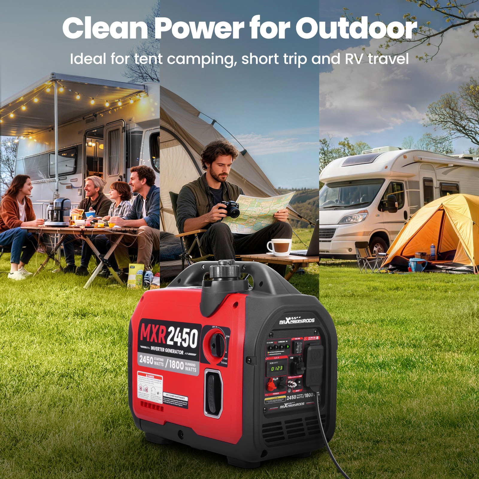 1800W Running Ultra Quiet Generator with ECO Mode for Garden Courtyard Use
