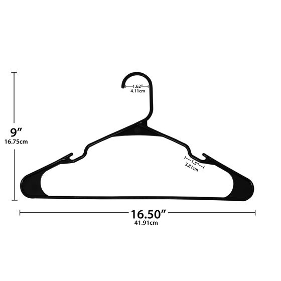 Plastic Clothes Hangers – 50 Pack, Lightweight & Durable – Everyday Use – Black