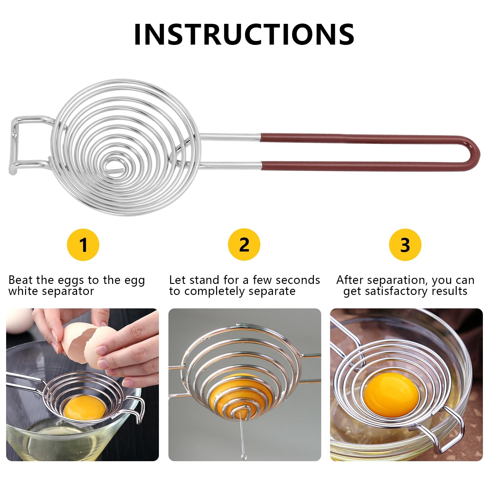 NileHome Egg Separator Yolk White Stainless 3.1 x 9.8in, 1 Pack