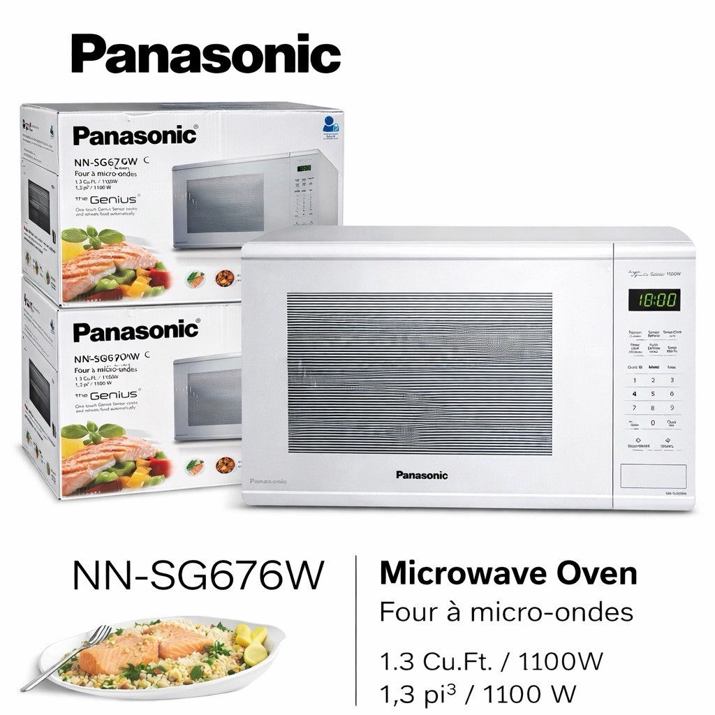 Panasonic NN-SG676W Genius 1.3 Cu Ft 1100W White Countertop Microwave NEW