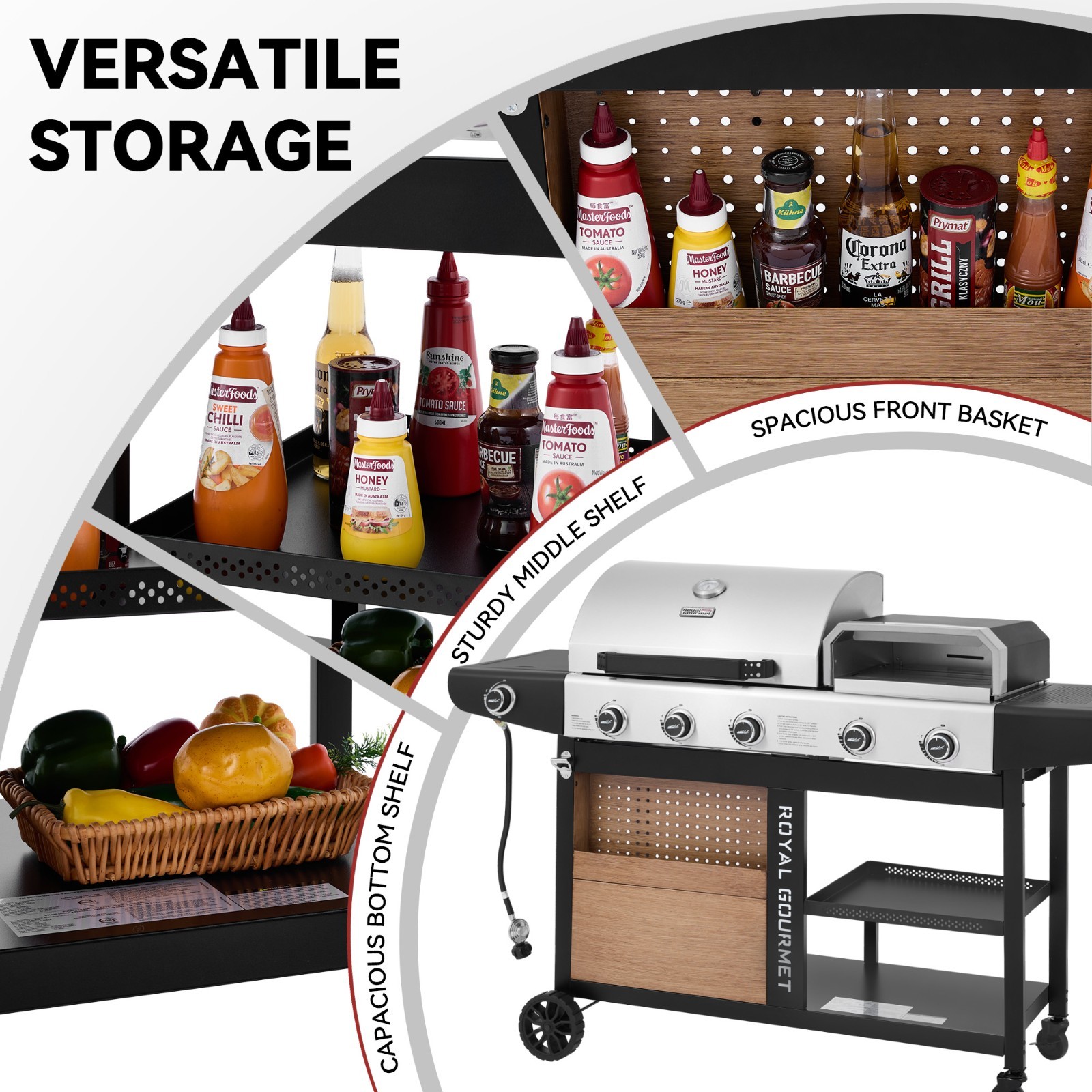 Royal Gourmet Premium Gas Grill and Pizza Oven Combo, with Side Burner
