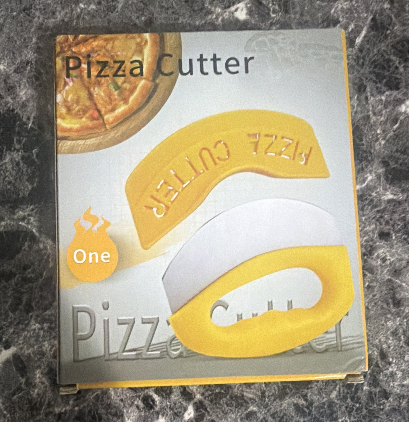 Yellow & White Plastic Pizza Cutter Handheld Kitchen Tool, Less Than 10 in