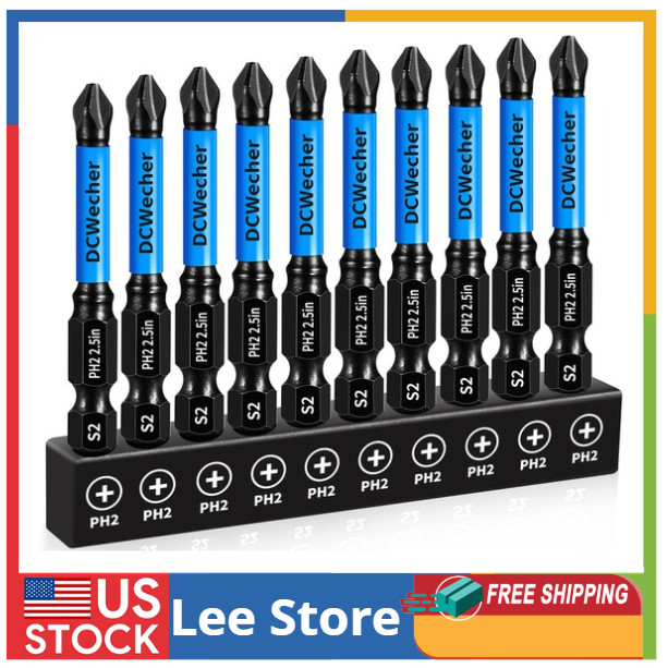 10-Pack 2 Phillips Bits for Impact Driver, 2.5-Inch Magnetic Drill Screwdriver B