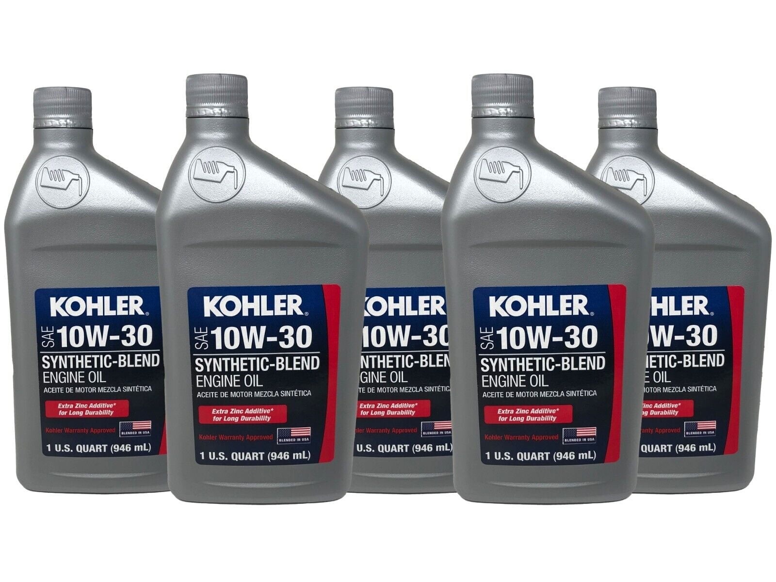 Kohler Genuine OEM 10W-30 Engine Oil Synthetic Blend 25 357 65-S – 5 Pack