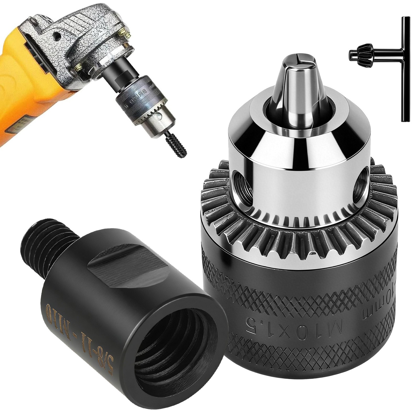 5/8-11 to M10 Angle Grinder Electric Drill Conversion Collet Chuck Head Adapter