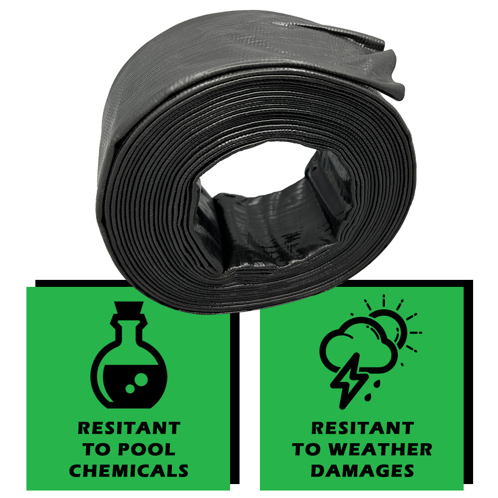 Primal Accessories Backwash Hose 1.5 in x 25 ft Black Commercial Grade 43.5 psi