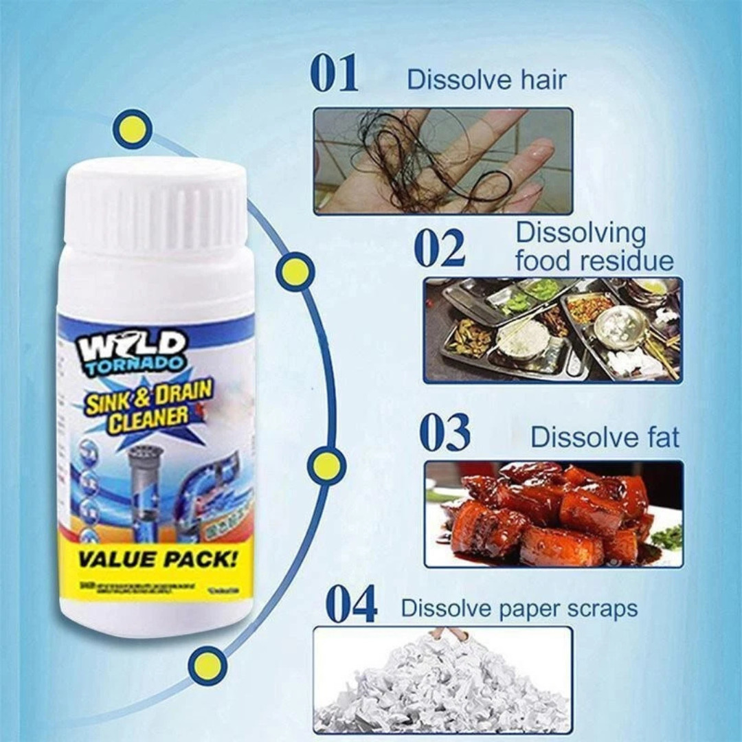 1~5x Wild Tornado Powerful Sink Drain Cleaner High Efficiency Clogging Cleaner