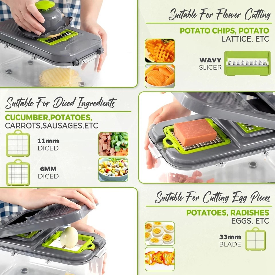 22-in-1 Multifunctional Vegetable Chopper Slicer Fruit Cutter Durable Tool