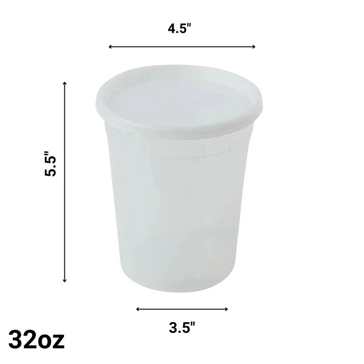 Extra Heavy Duty 240 Pack 32 oz Deli Food/Soup Plastic Containers w/ Lids 1 case