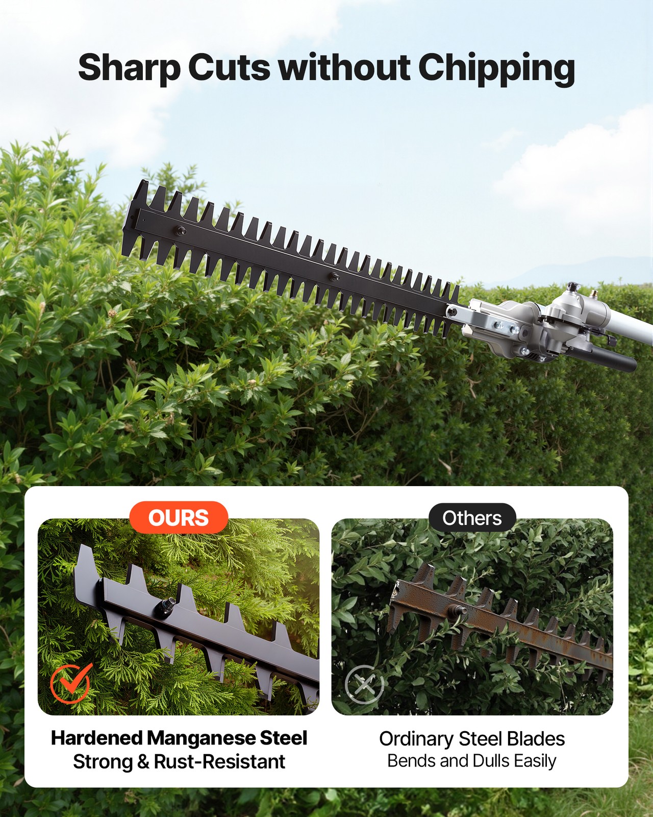 VEVOR 5-in-1 Gas Hedge Trimmer 2 Cycle 63cc Gas Powered Handheld Hedge Trimmer