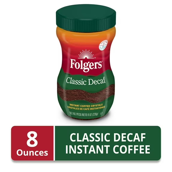 Folgers Classic Decaf Instant Coffee, 8-Ounce Jar NEW,