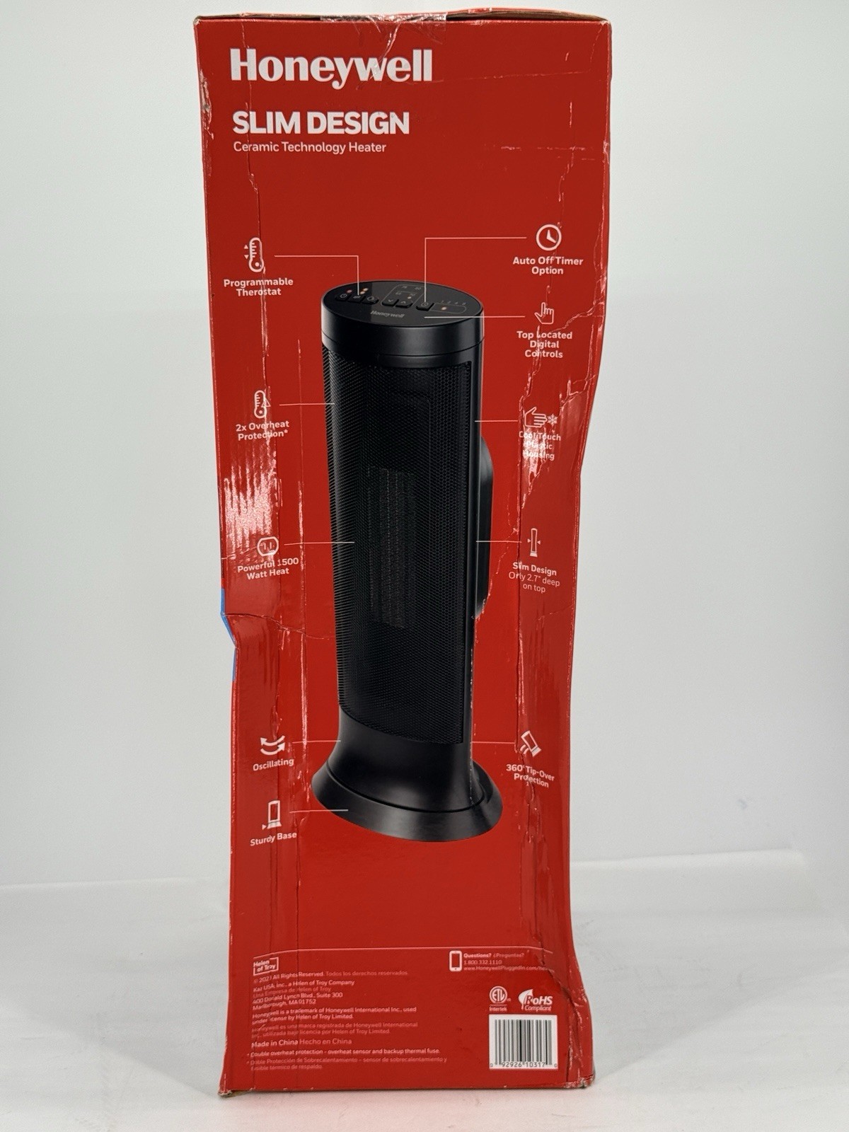 Honeywell Slim Design Ceramic Tower Heater 1500W Digital Oscillation