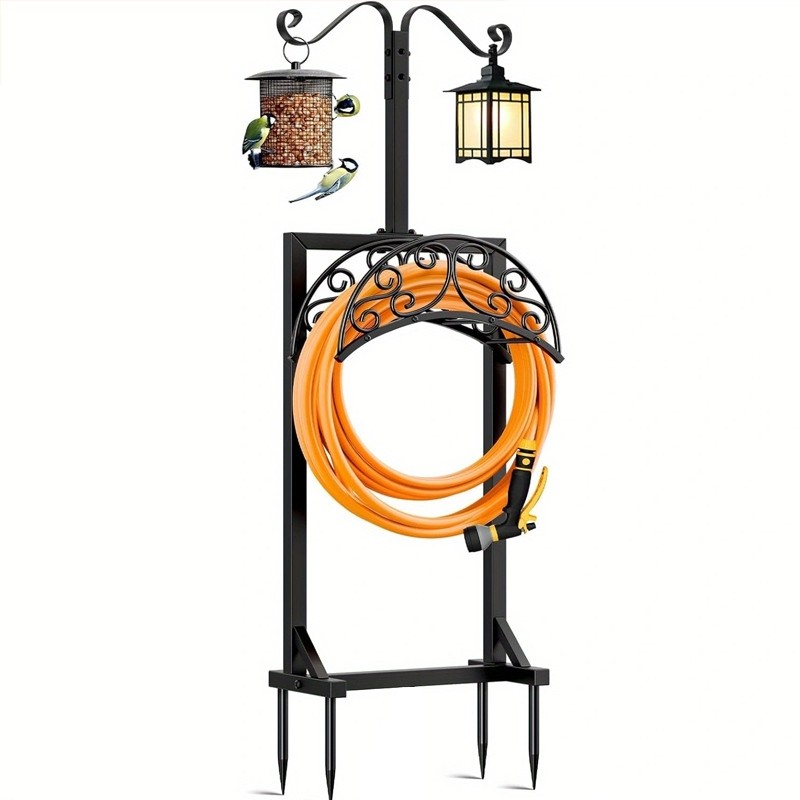 3 Types — 41.5″ Detachable Metal Garden Hose Holder Hanger Freestanding 4 Spikes