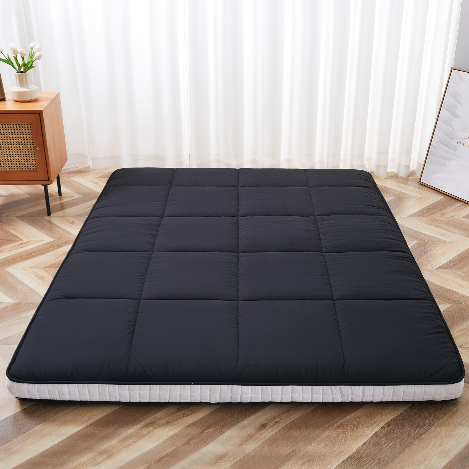 Extra Thick Japanese Sleeping Floor Mattress Foldable Roll Up Futon Tatami Mat