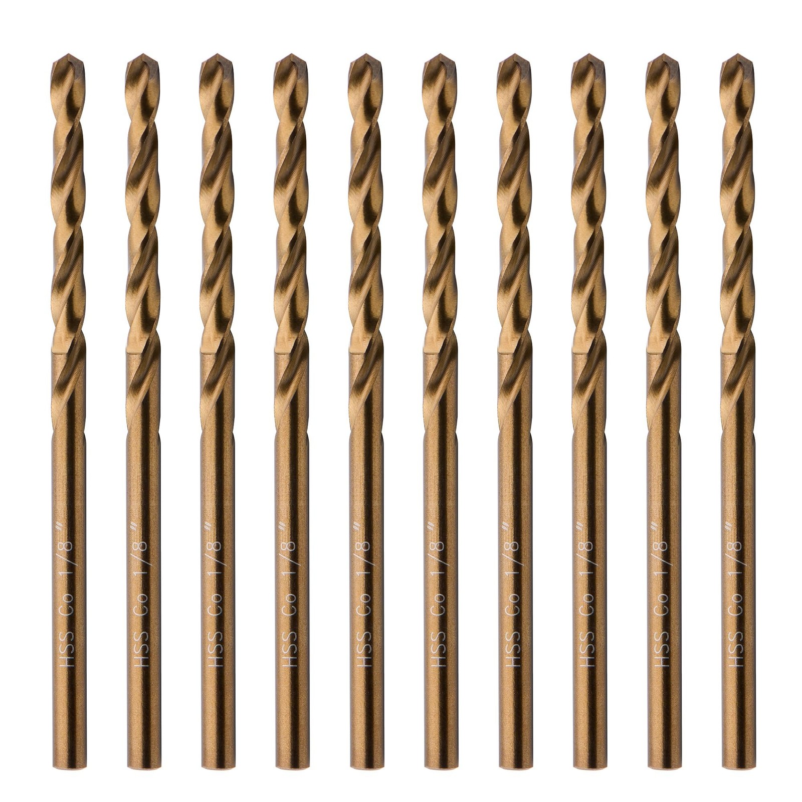 10 Pcs High Speed Steel 1/8 Inch Cobalt Drill Bit Set 3.2mm (1/8″) Jobber Len…