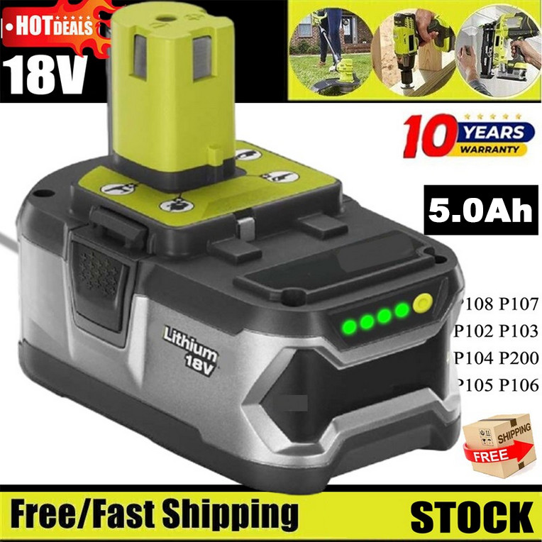 NEW REPLACE FOR RYOBI P108 One 18V 5.0Ah Lithium-Ion HIGH PERFORMANCE Battery