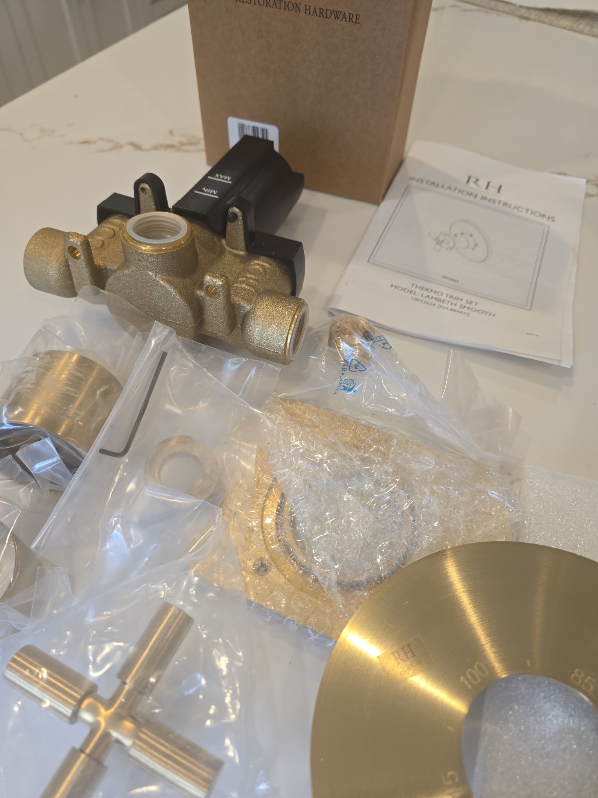 Restoration Hardware Lambeth Smooth Cross-Handle Thermostatic Shower Valve & Tri