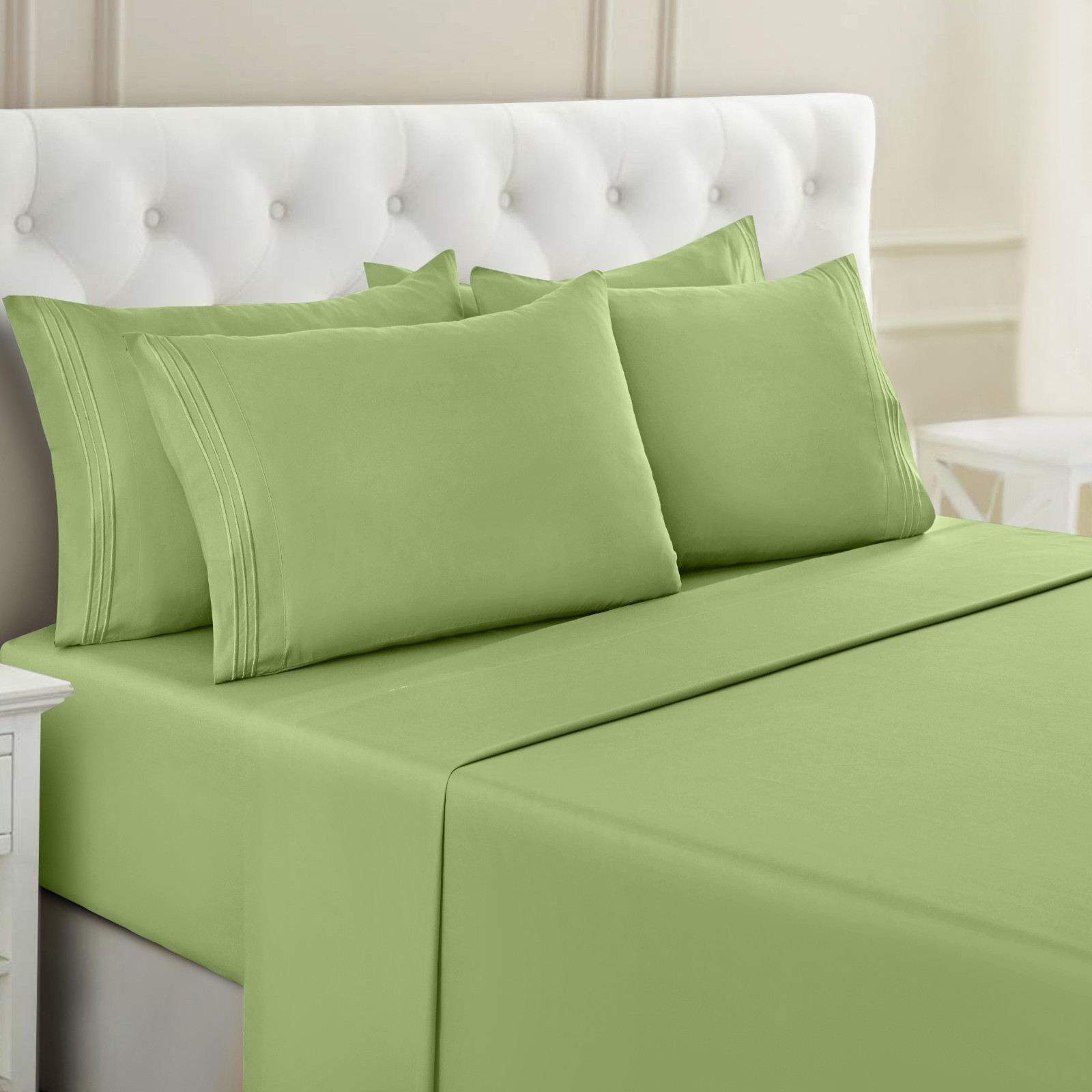 1800 Series 6 Piece Bed Sheet Set Soft Deep Pocket Twin King Queen Full Sheets