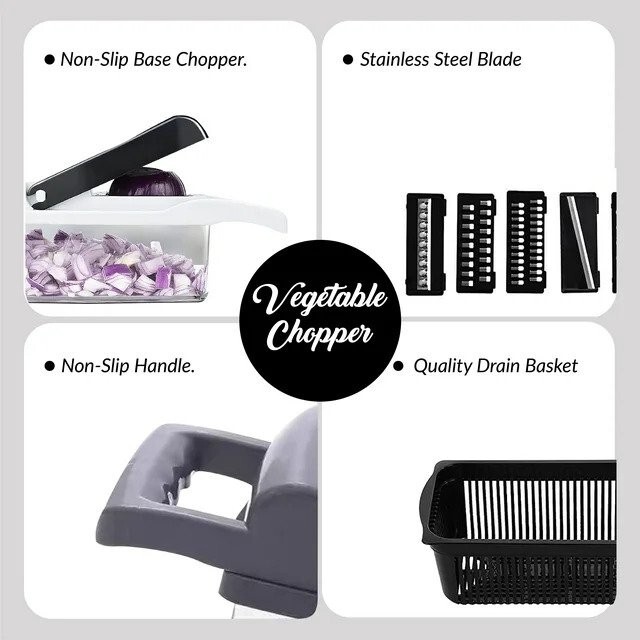 Multi 22-in-1 Veggie Mandoline Slicer Food Chopper Cutter for Tomato Fruit