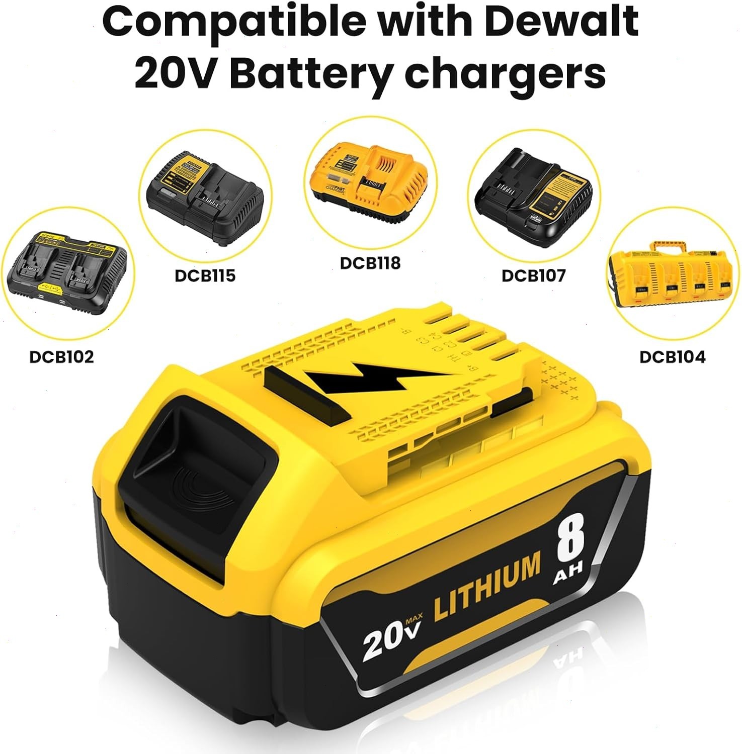 Pack 12.0AH For DeWalt 20V 20 Volt Max XR Lithium Ion Battery DCB206-2 DCB205-2