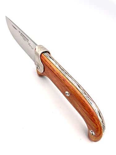 Lepine Atelier Double Plated Pocket Knife, Safety lock & Rose Wood Handle 3.5-in