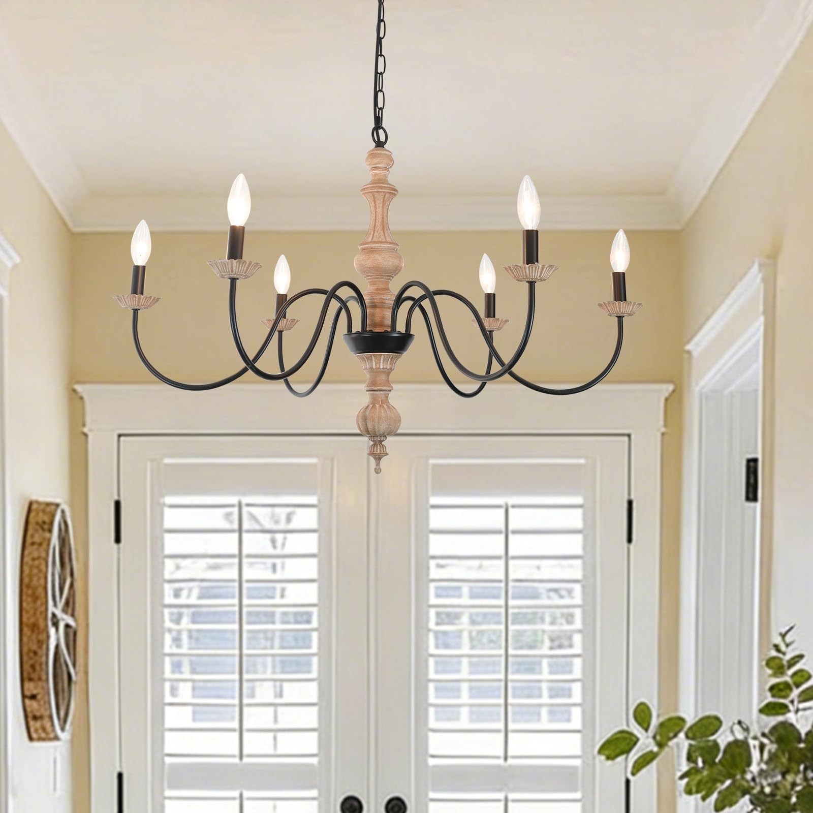 35in Large French Country Chandelier 6 Light Farmhouse Metal Chandeliers Ligh…