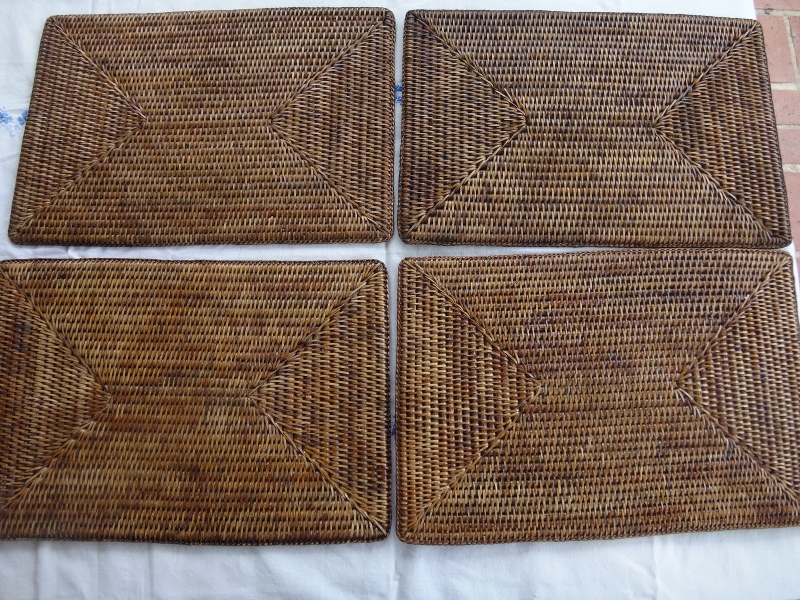 4~Honey Brown Tava Rattan Handwoven Rectangular 18″ x 12 1/2″ Placemats