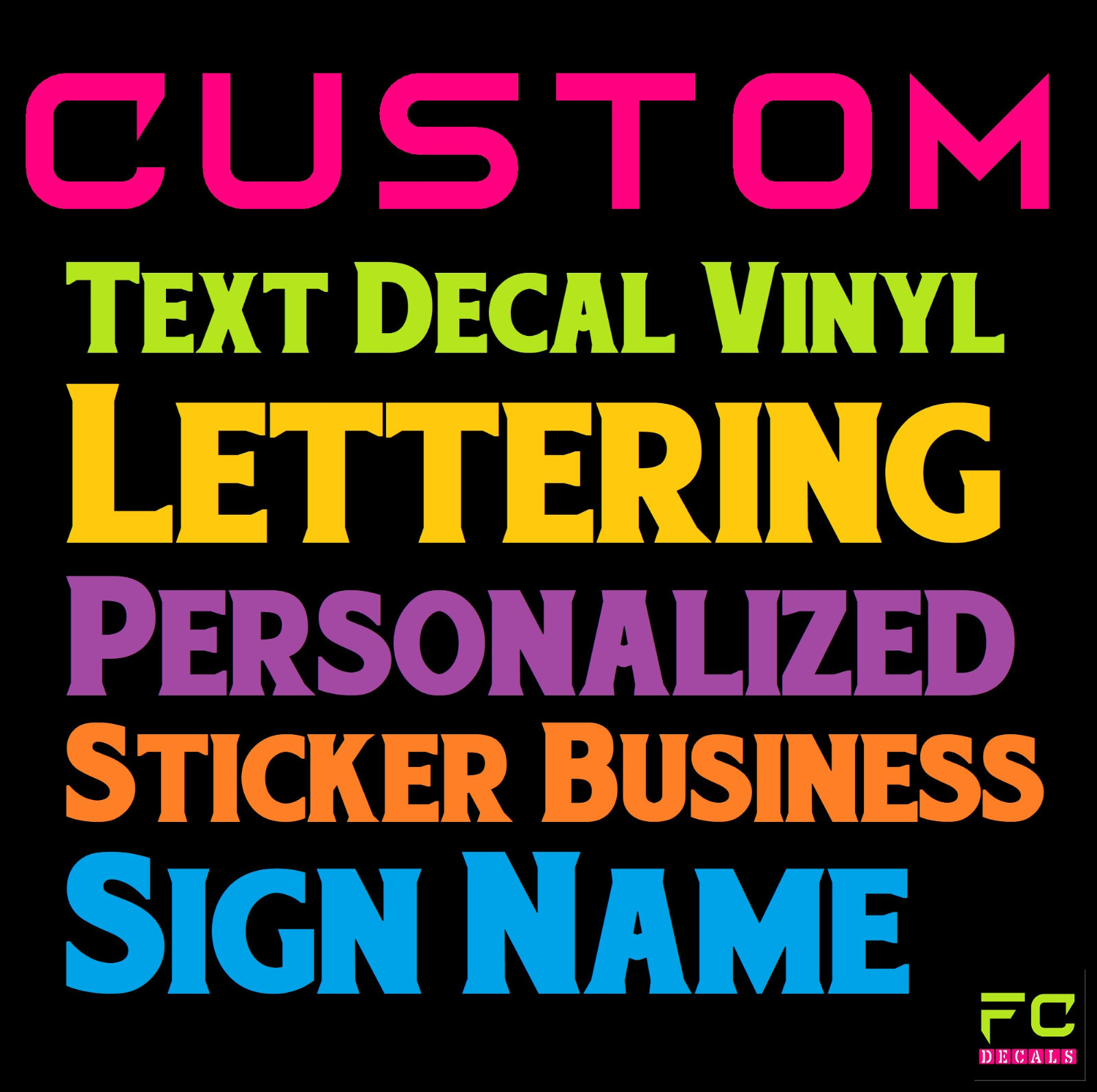 Custom Text Vinyl Lettering Sticker Decal Personalized ANY TEXT – ANY NAME [A17