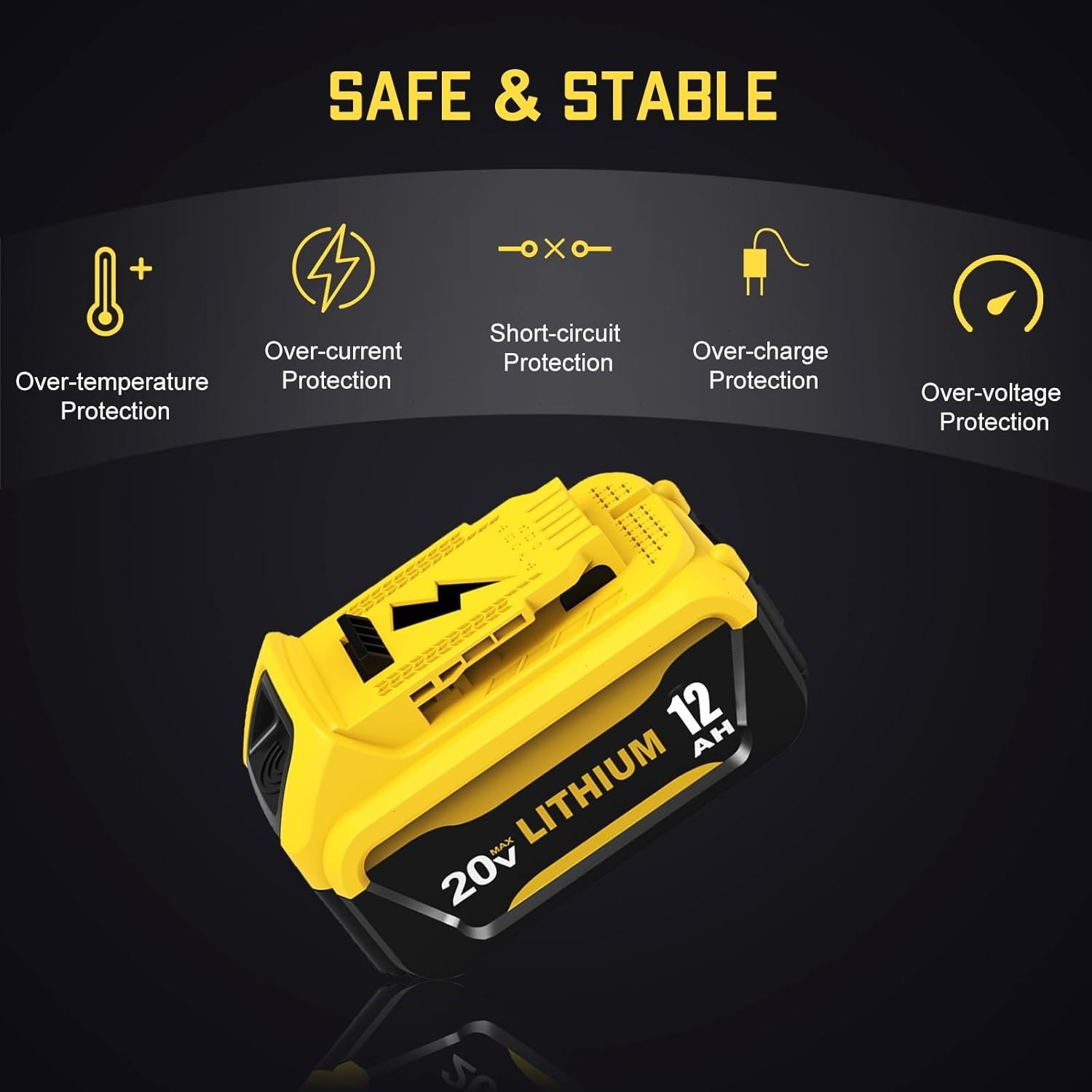 2Pack 12.0Ah For DeWalt 20V Max Lithium-Ion Battery AND Charger DCB206 DCB205