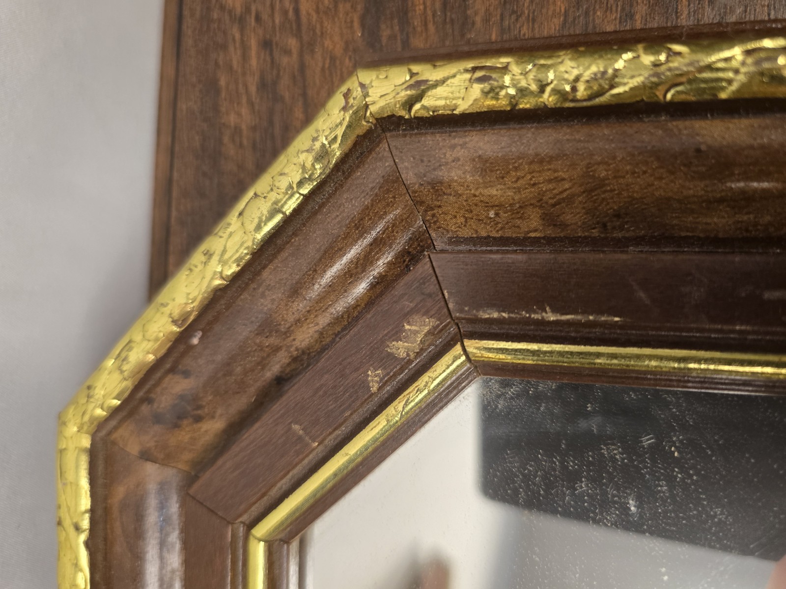 Set Of 3 VTG Home Interior Accent Mirror Octagon Faux Burl Wood & Gold Trim