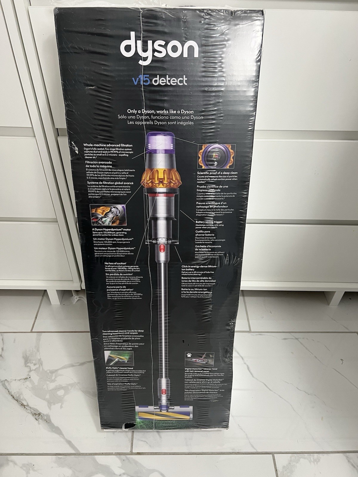 Dyson V15 Detect Cordless Stick Vacuum Cleaner – Yellow/Nickel (447261-01)