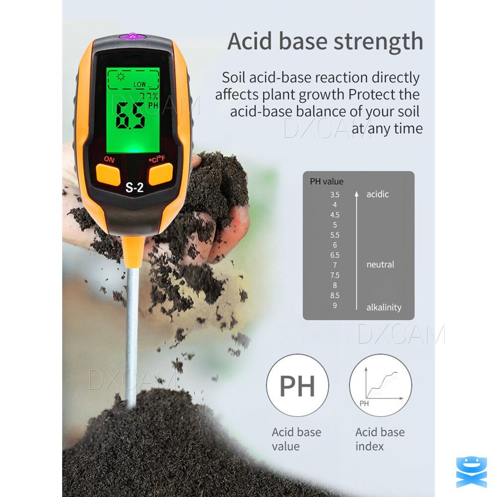 5-in-1 Digital PH Soil Tester LCD Moisture Plant Water Temperature Test Meter