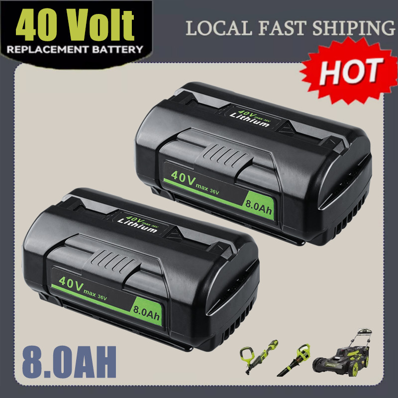 2PCS 8.0Ah 40V Battery For Ryobi 40Volt 8Ah High Capacity Lithium OP4050 OP40602