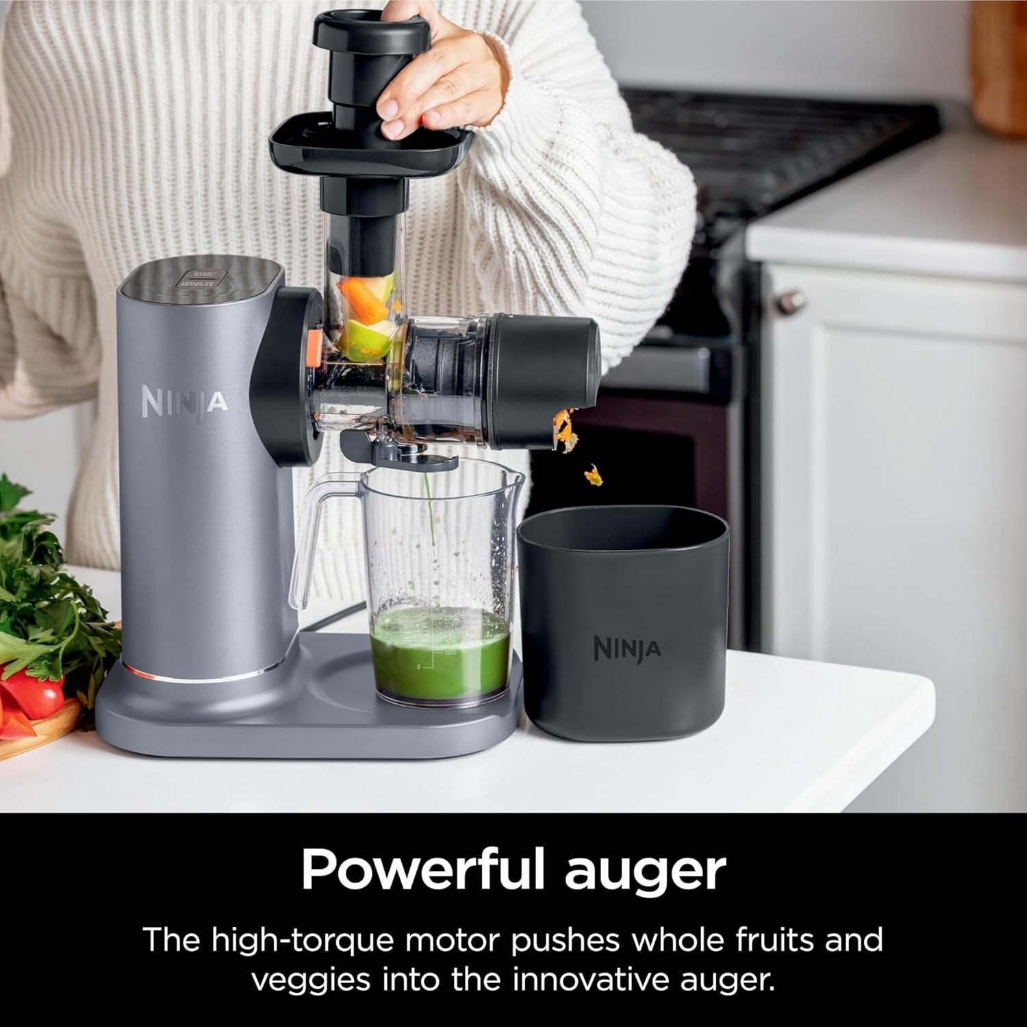 Ninja JC101 Cold Press Pro Compact Powerful Slow Juicer with Total Pulp Control