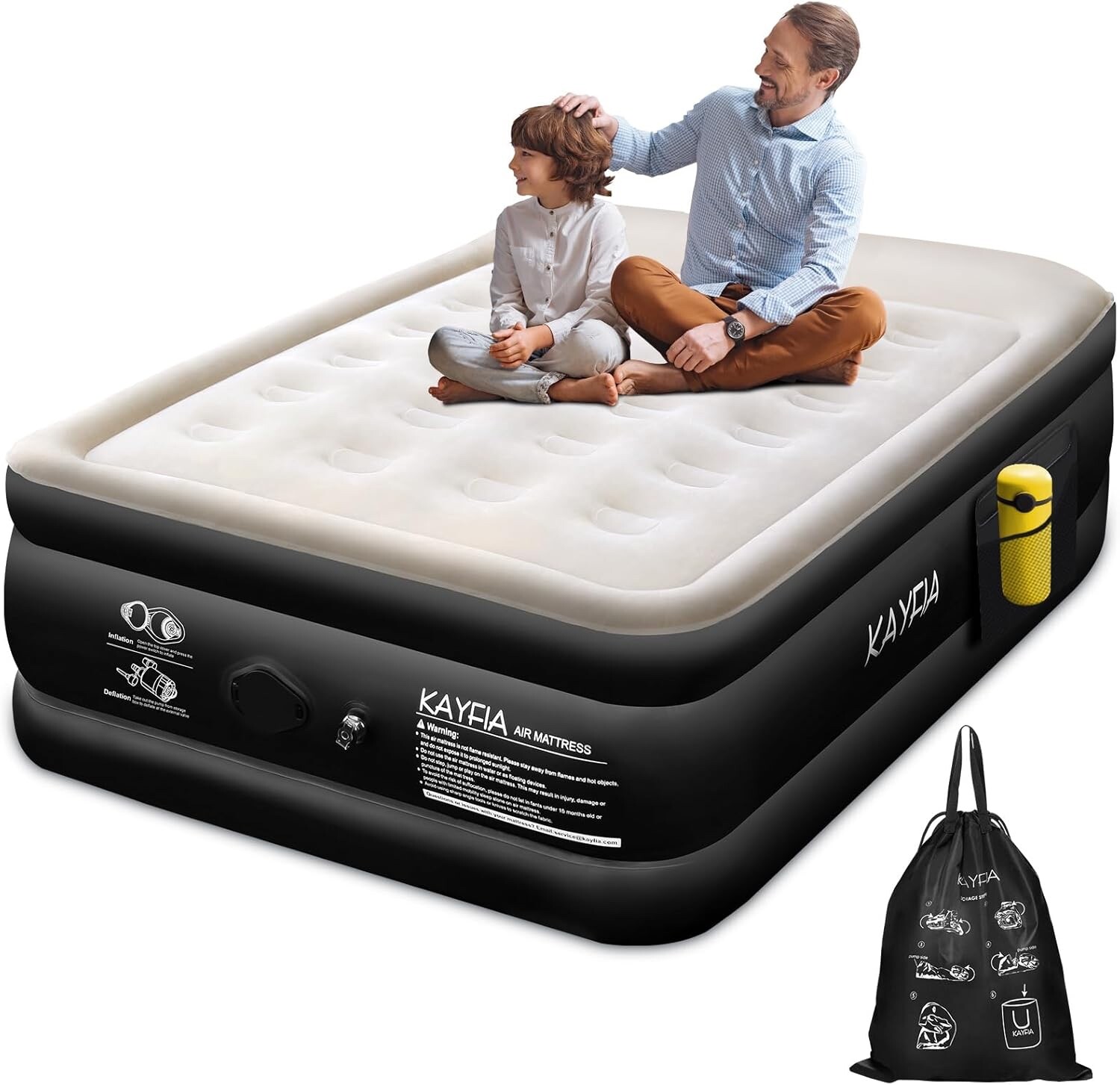 Kayfia 18” Air Mattress with Wireless Pump | Quick Inflate, Home & Camping