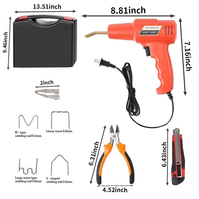Upgrade 150W Hot Stapler Car Bumper Fender Fairing Welder Gun Plastic Repair Kit