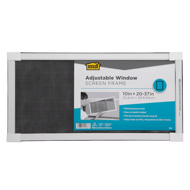 M-D Adjustable 37-in x 10-in White Fiberglass Frame Window Screen