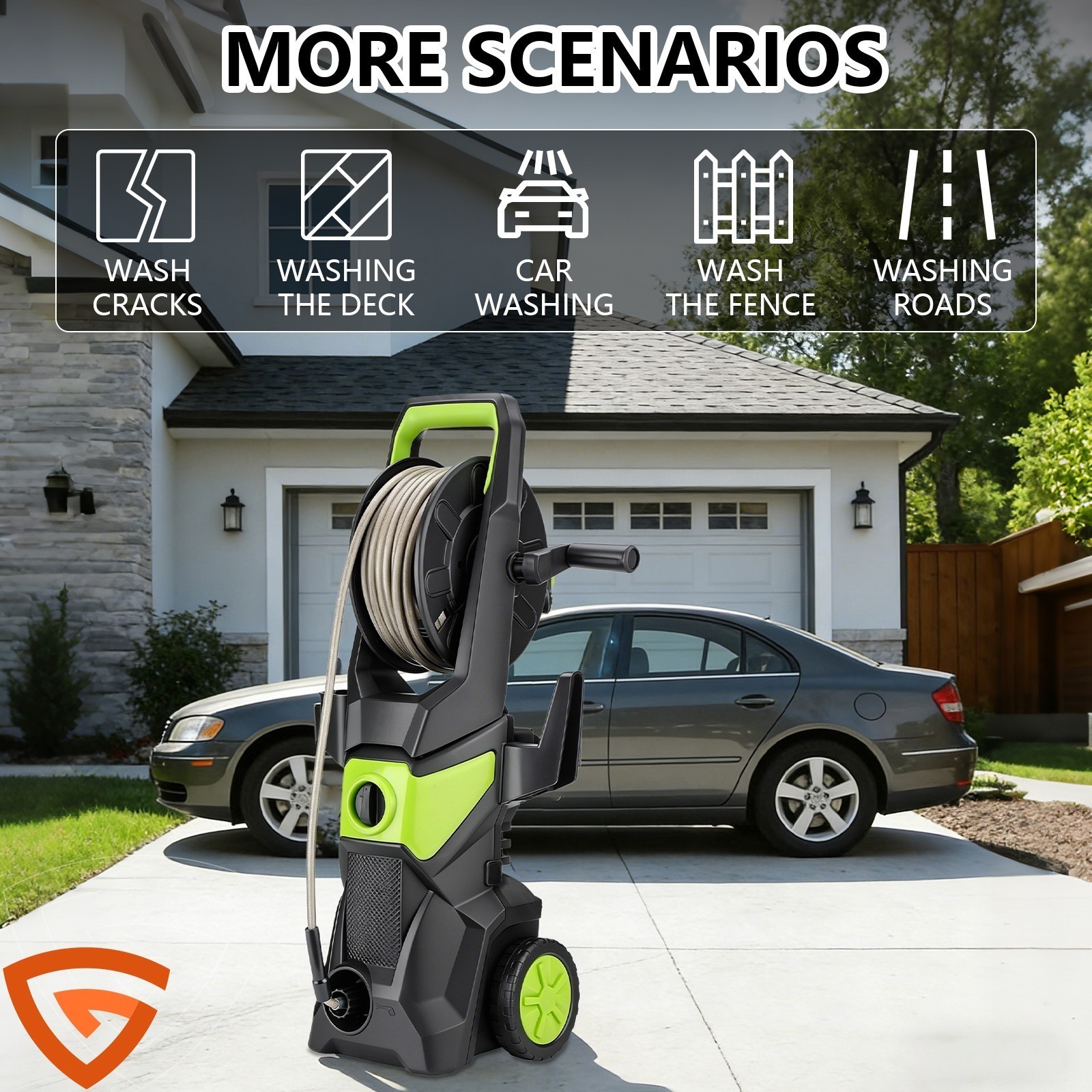 Electric High Pressure Washer 5000PSI 3.2GPM Power Washer With Hose Reel Portabl