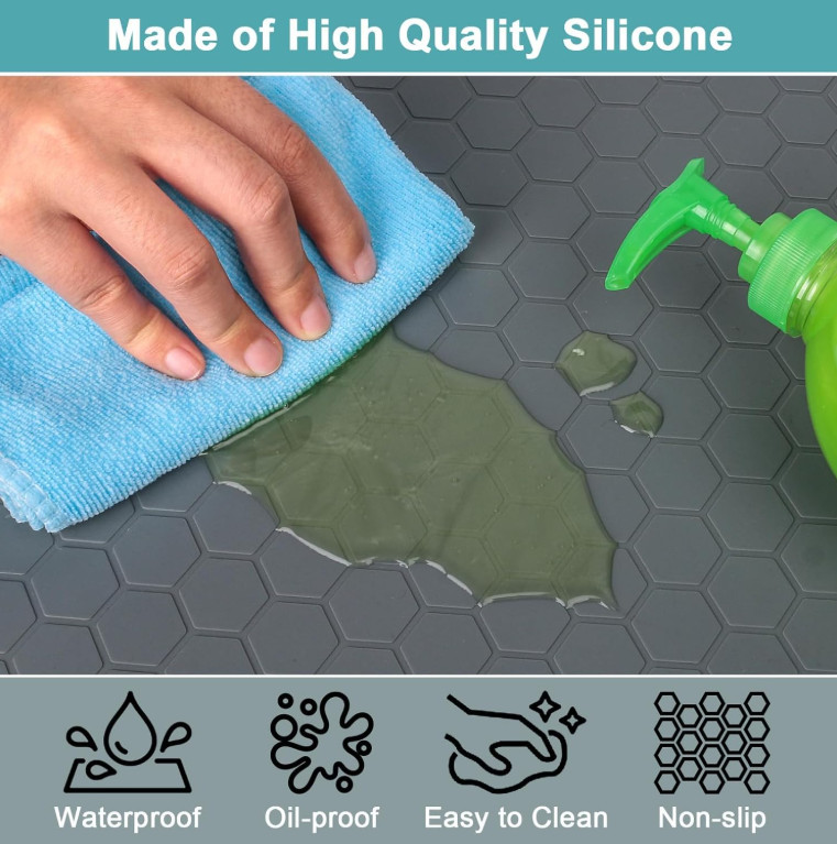 Under Sink Mat – Waterproof Kitchen Cabinet Tray – 34 x 22 Flexible Silicone New