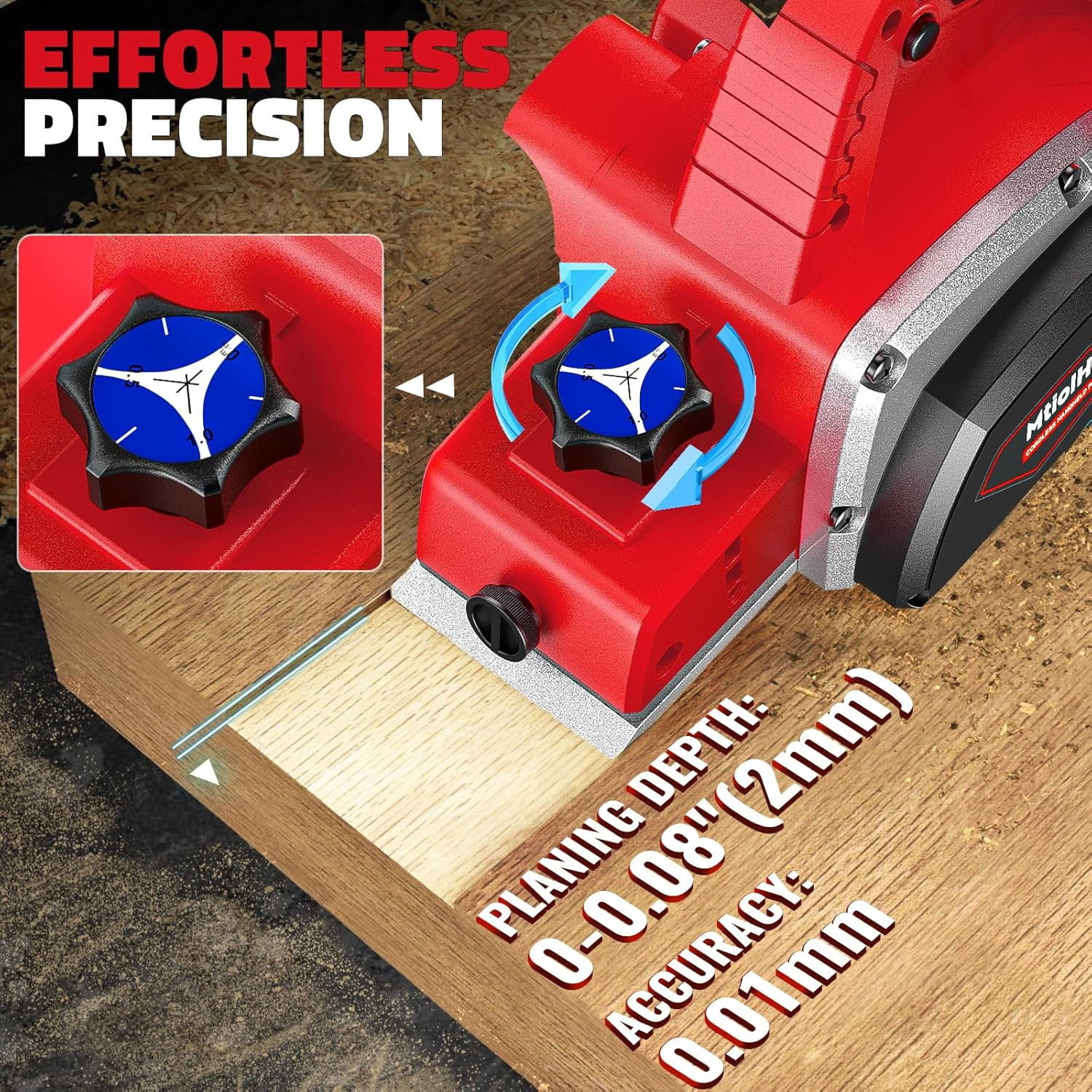 15000 RPM Cordless Handheld Planer Compatible with Milwaukee 18V Battery 3-1/4 I
