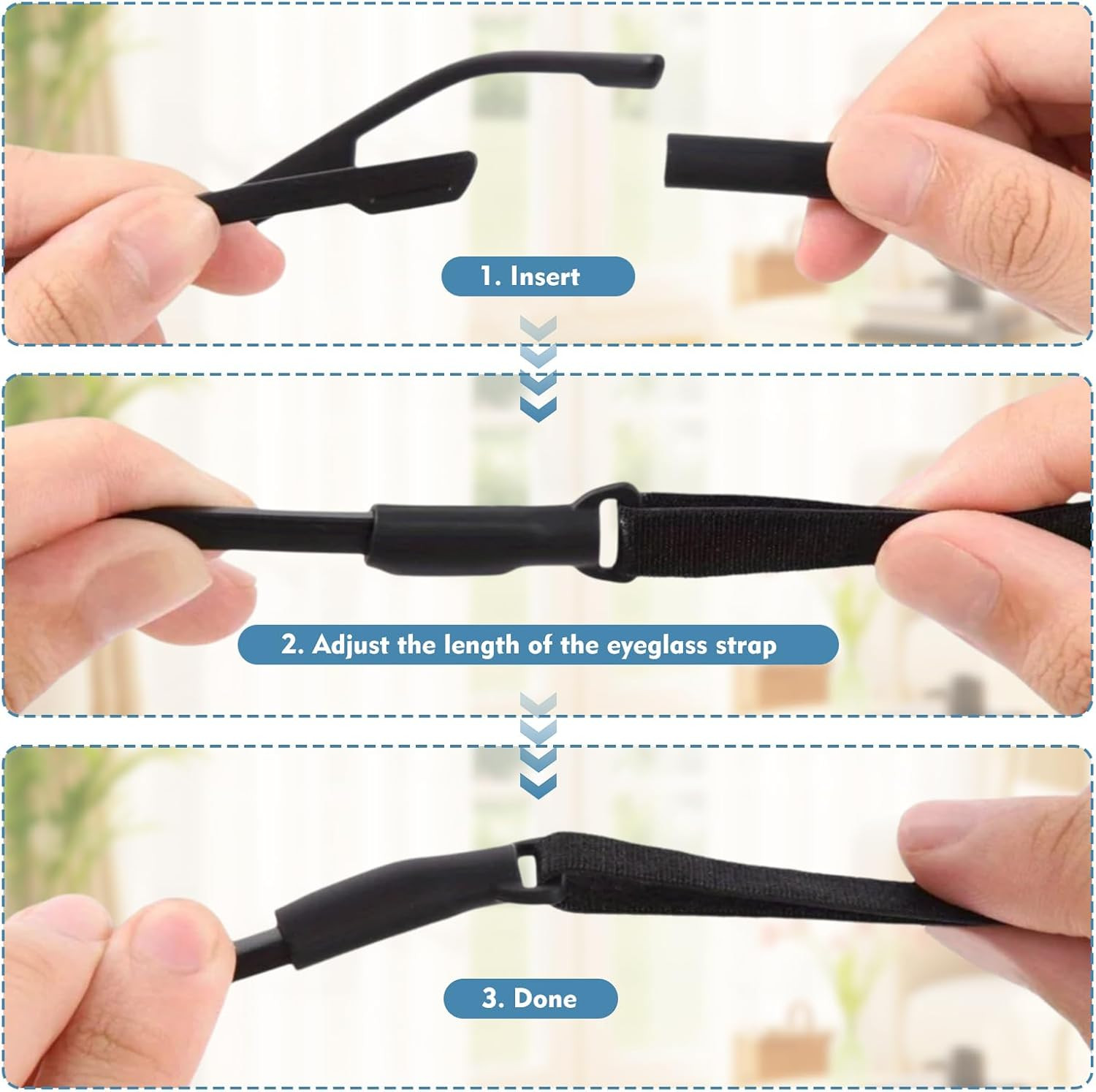 4 Pack Adjustable Eyeglass Strap Anti Slip Sports Glasses Holder 8.5-12.5In